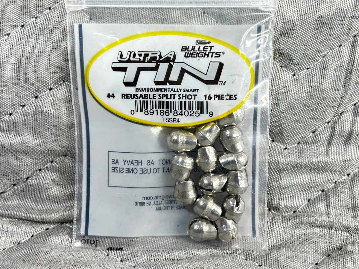 Reusable Split Shot Weights #4 - TSSR4 Ultra TIN Fishing Sinkers (6 Pack)