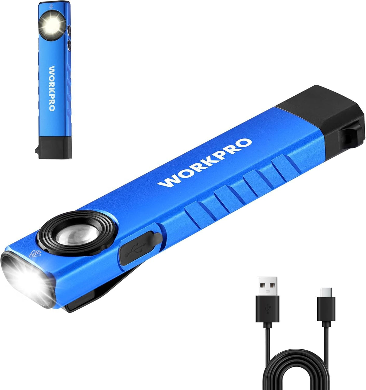 Rechargeable Flat Pocket Flashlight with UV Light - 600 Lumens Work Light