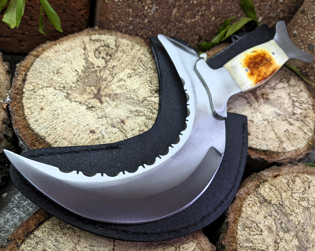 Ceremonial Ritual Knife 10 Inch Fixed Blade Wiccan Pagan Sword with Bone Handle