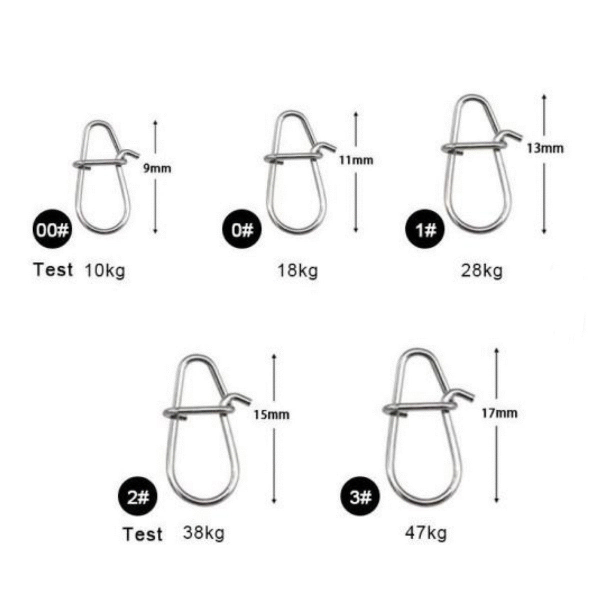 Stainless Steel Fishing Snaps 100 Pack - Heavy-Duty Tackle Clips for Anglers
