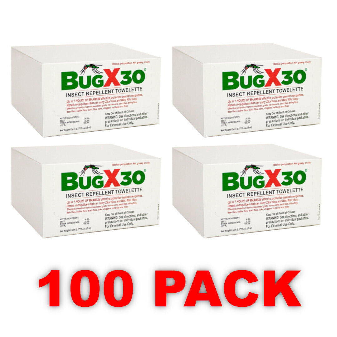 30% DEET Insect Repellent Wipes - BugX30 Travel-Ready Mosquito Towelettes