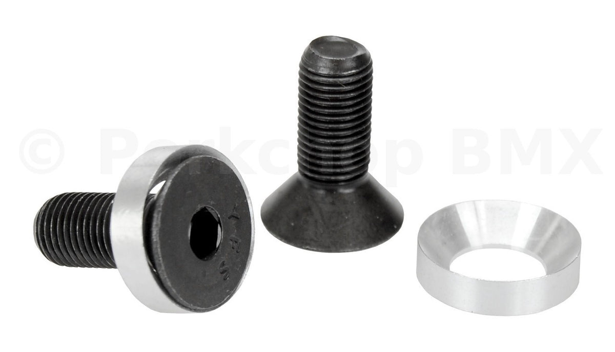 Bicycle BMX Crank Spindle Bolts Pair - 3/8-Inch, 24T, Black Finish