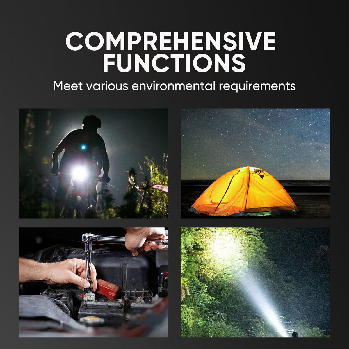 Super Bright Rechargeable Tactical LED Flashlight with 5 Modes Waterproof Portable Torch
