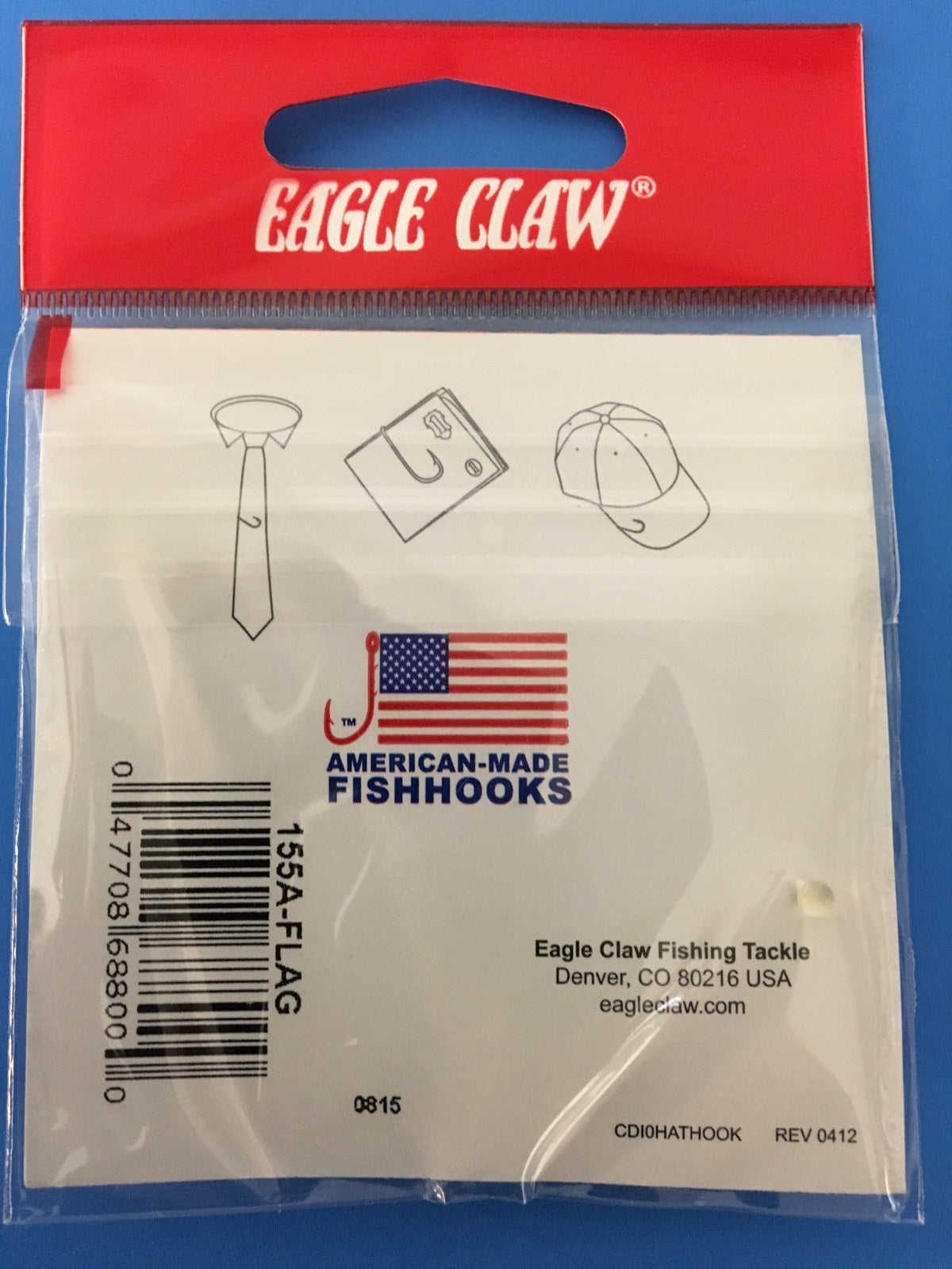 USA Flag Fish Hook Hat Pin with Embroidered Patch - Fishing Gift