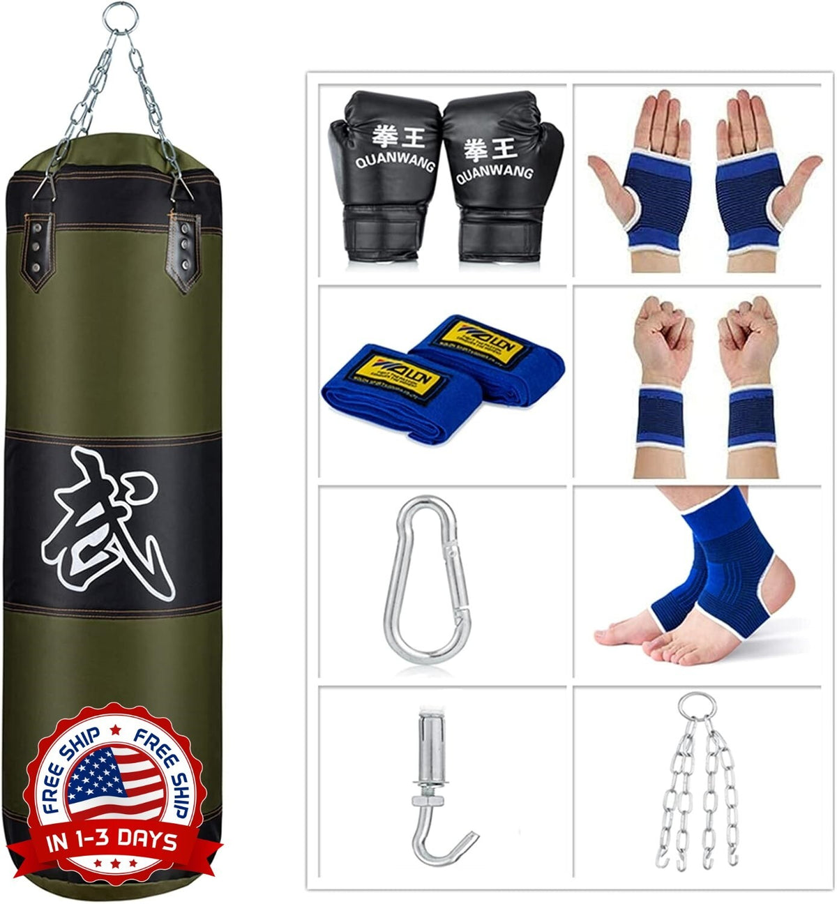4ft Boxing Heavy Bag Set with Gloves & Hooks for Martial Arts Fitness