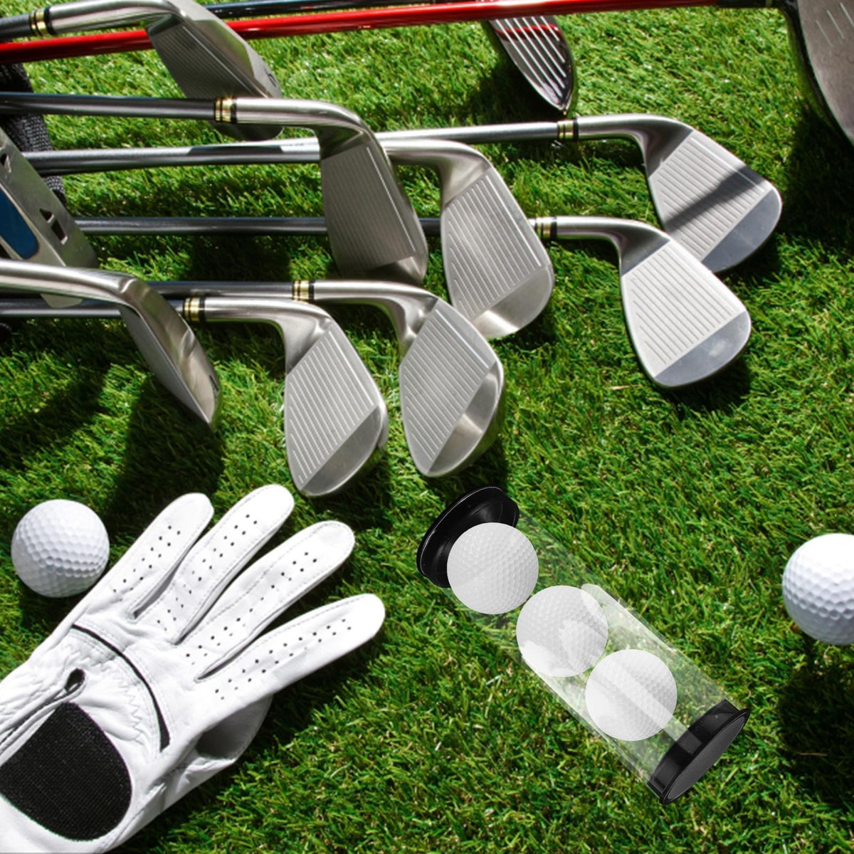 Golf Ball Display Tube Set with Caps - Clear PVC, Multi Color, 4 Pack