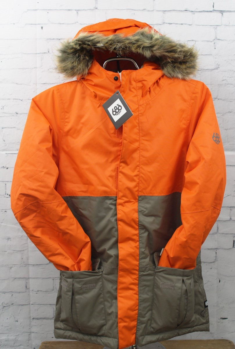 Youth Girls Insulated Snowboard Jacket Coral Colorblock Medium