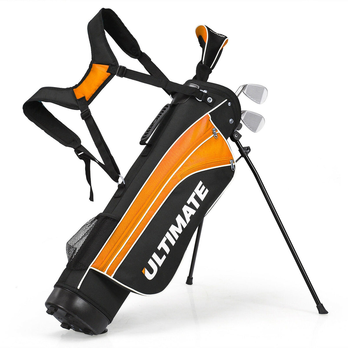 Kids 28-Inch Complete Golf Club Set with Stand Bag - Yellow, Beginner Friendly