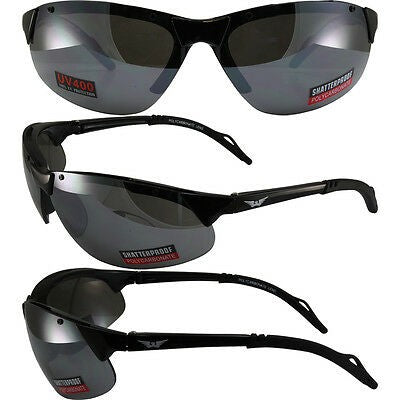 Global Vision T5 Sunglasses Black with Flash Mirror UV400 Lenses