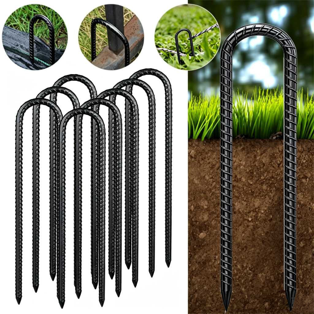 Heavy Duty U-Shaped Ground Stakes 12 Inch for Tent Camping and Outdoor Equipment