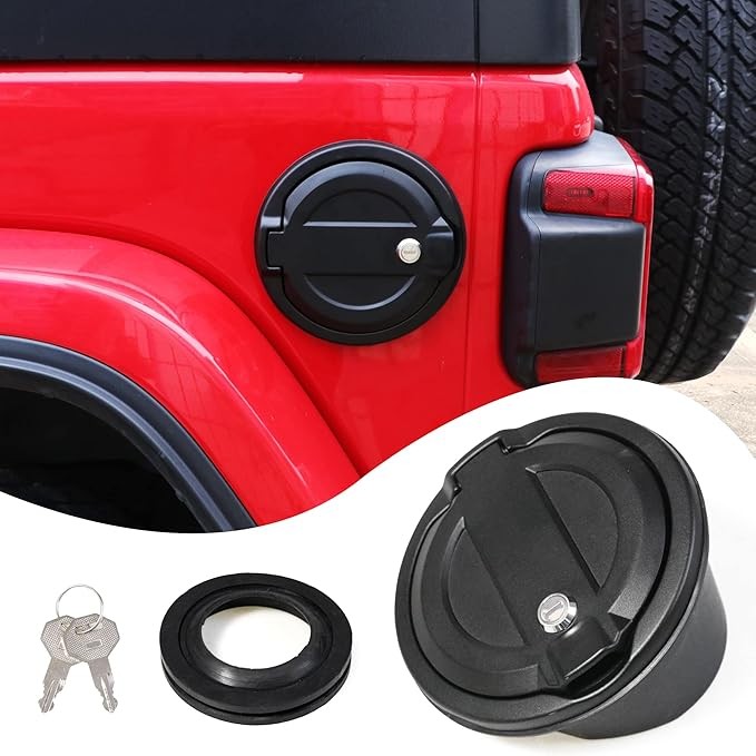 Locking Gas Cap Cover for Jeep Wrangler JL 2018-2026 - Aluminum Alloy Security