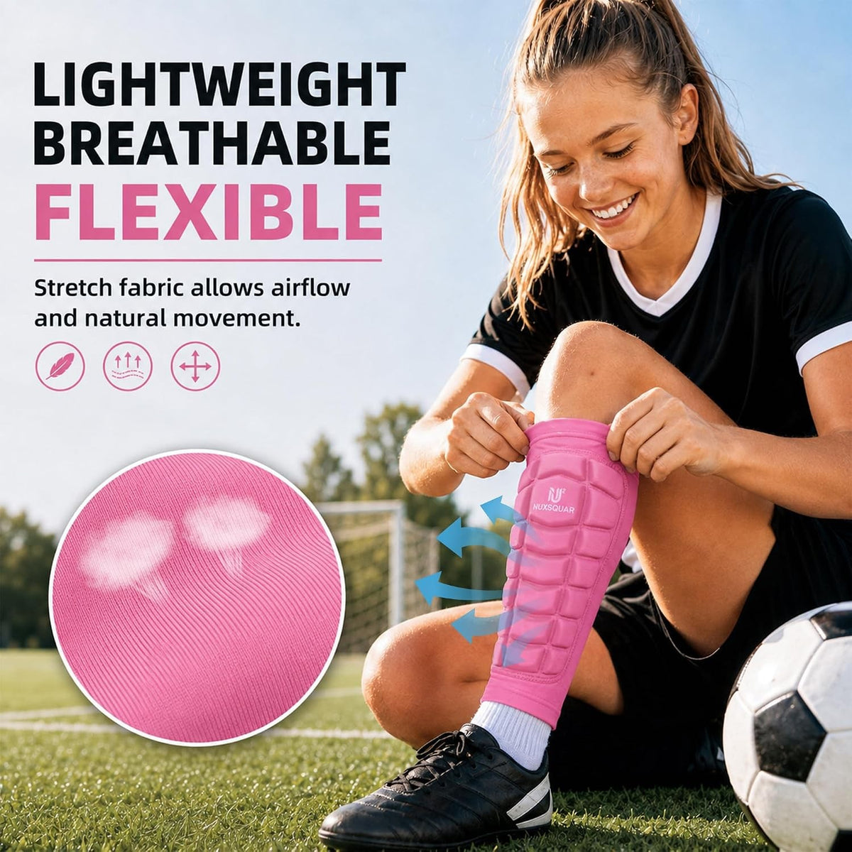 Soccer Shin Guards with Padded Calf Sleeves, Impact-Absorbing Protective Gear