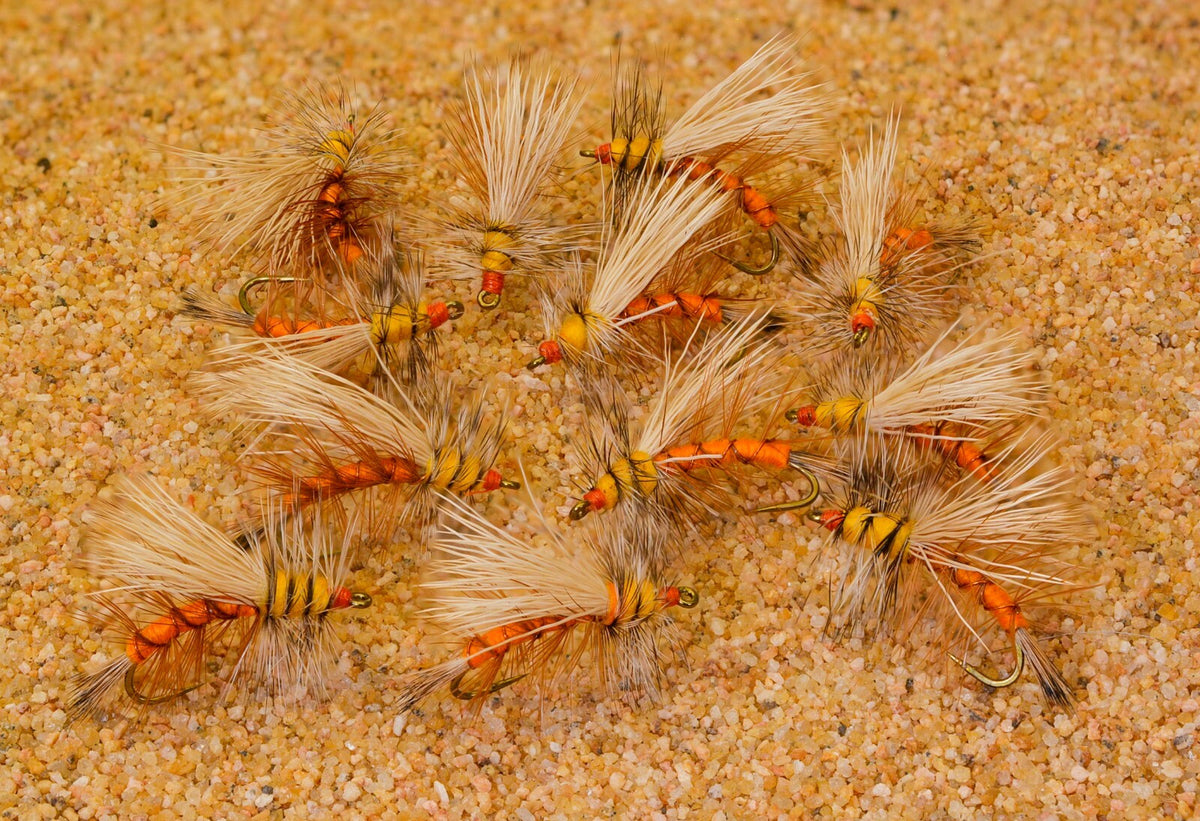 Orange Dry Fly with Mustad Signature Hooks for Fly Fishing - Assorted Sizes