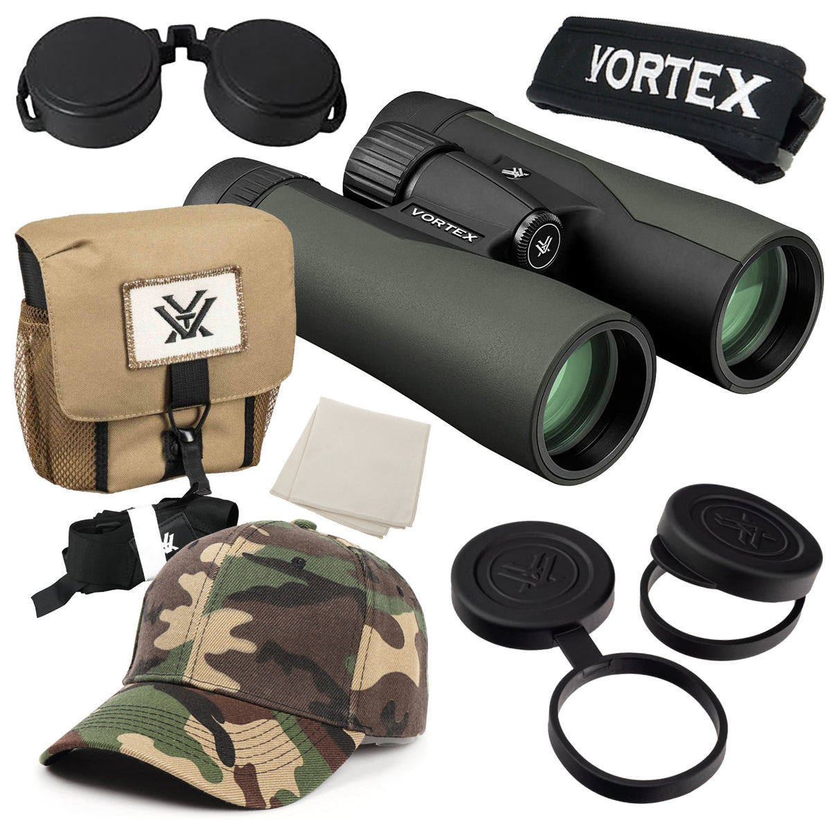 Binoculars 10x42 HD Waterproof Green Binoculars with Free Hat Bundle