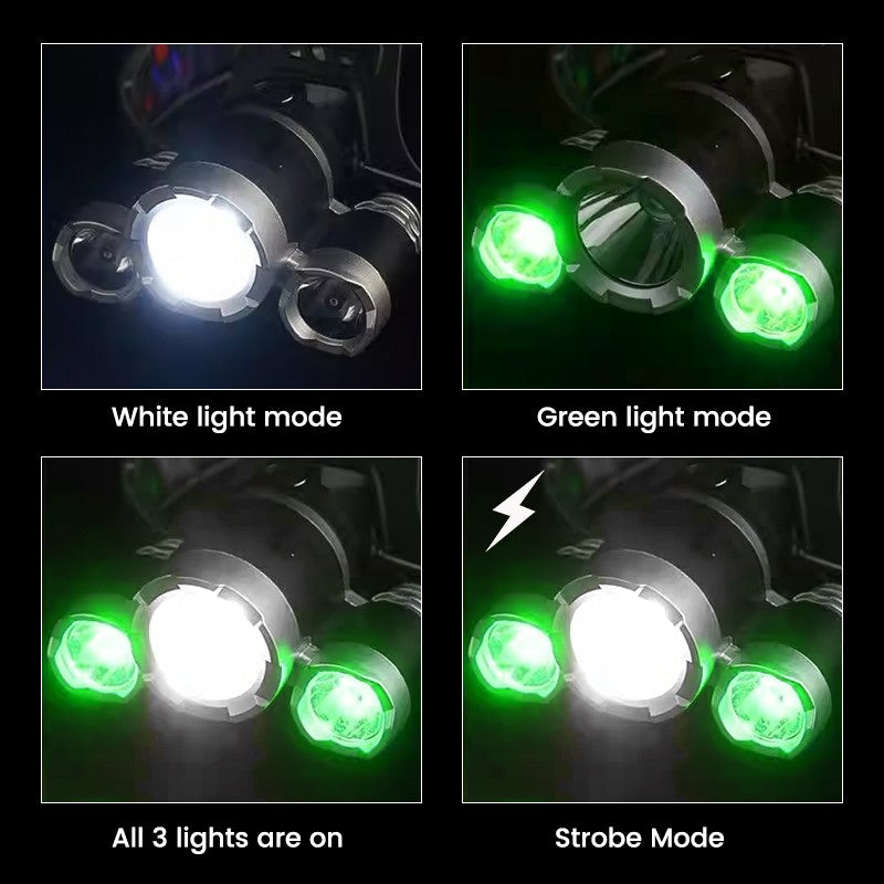 Rechargeable Green LED Headlamp with 4 Modes for Hunting Fishing and Blood Tracking