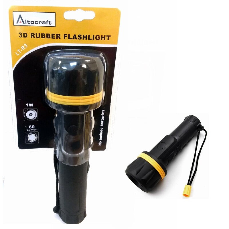 Waterproof Camping LED Flashlight with Rubber Handle - Super Bright