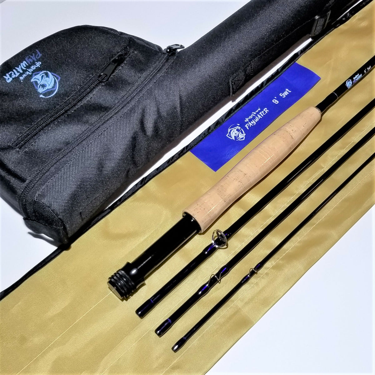 9ft Medium Action Fly Fishing Rod - 5wt IM6 Carbon, Snake Guides, 4-Piece with Case