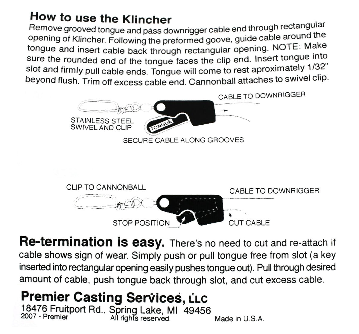 Downrigger Cable Terminator 2 Pack - Fast & Reliable Connection for Fishing Gear