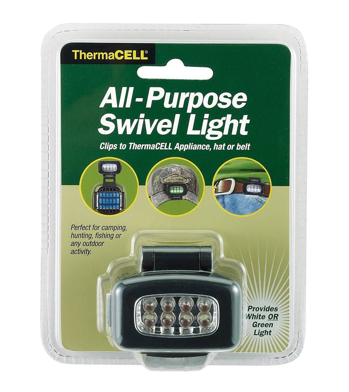 Outdoor LED Swivel Light for Mosquito Repellent Appliances - White & Green