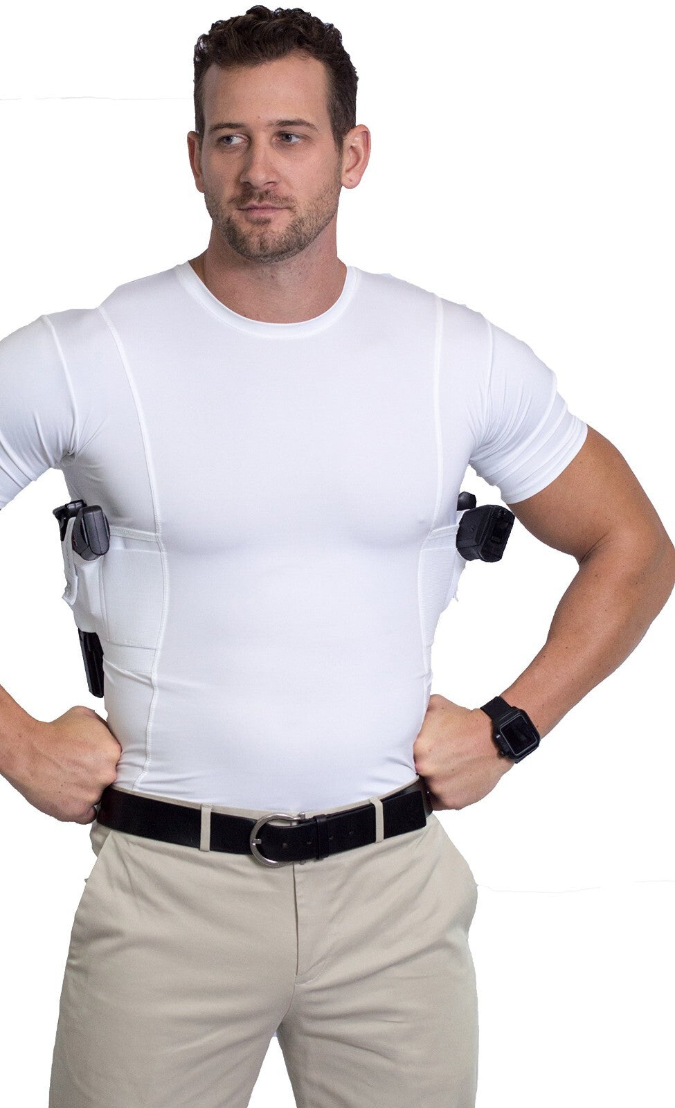 Men's Concealed Carry T-Shirt with Ambidextrous Holster - Tactical Compression Shirt