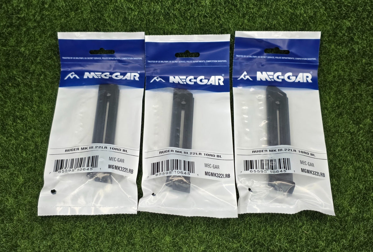 10-Round Ruger Mark III & IV .22LR Magazine - Blued Steel, Pack of 3