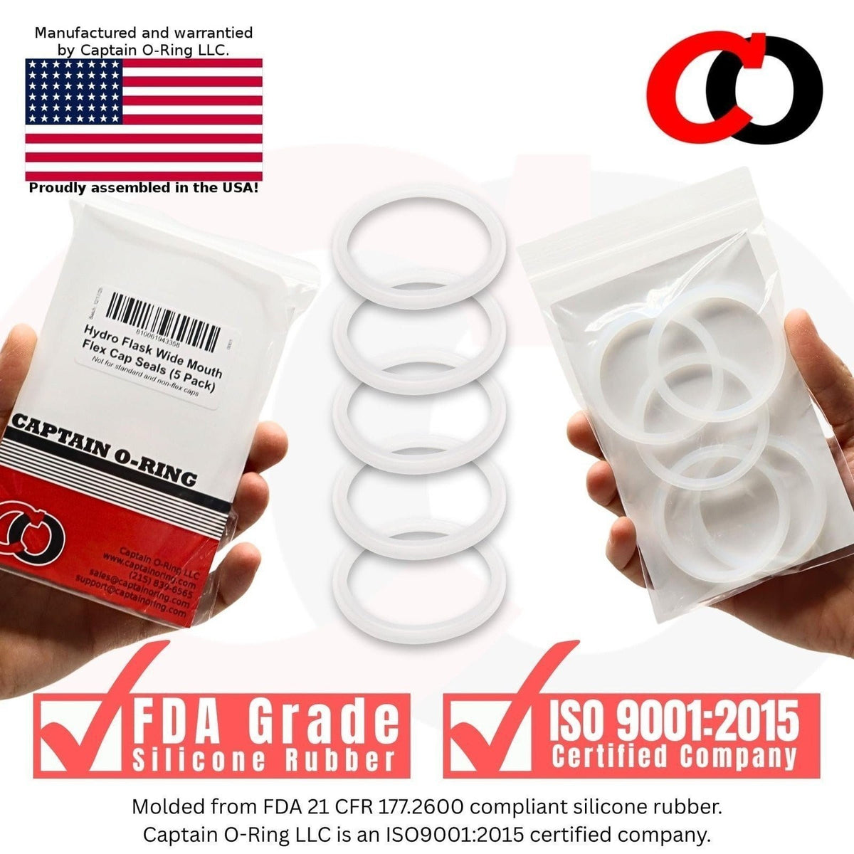 Replacement Gasket Seal for Hydro Flask Wide Mouth Caps - 5 Pack