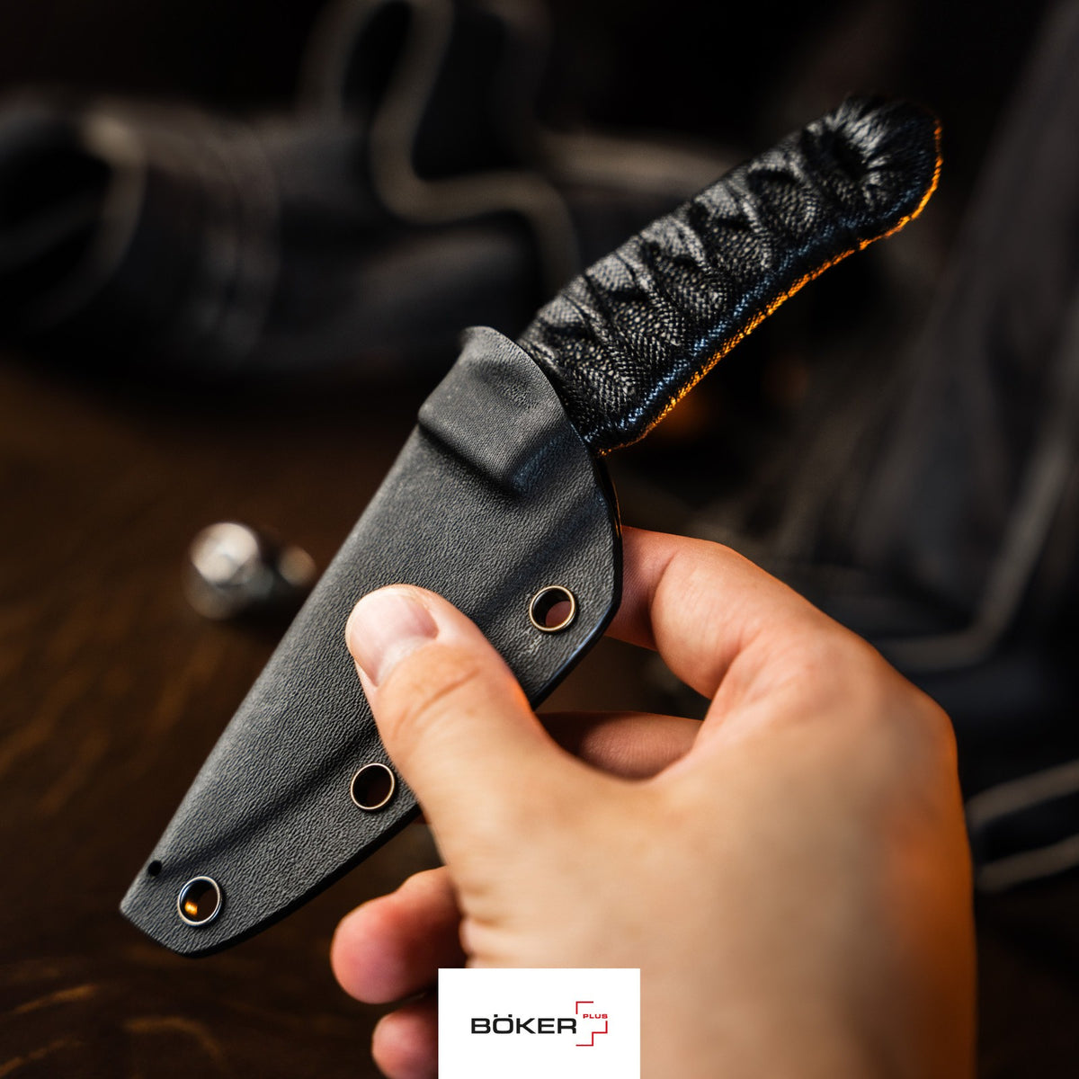 Fixed Blade Knife with Nitro-V Blade and Fish Skin Handle - Tactical Outdoor Use