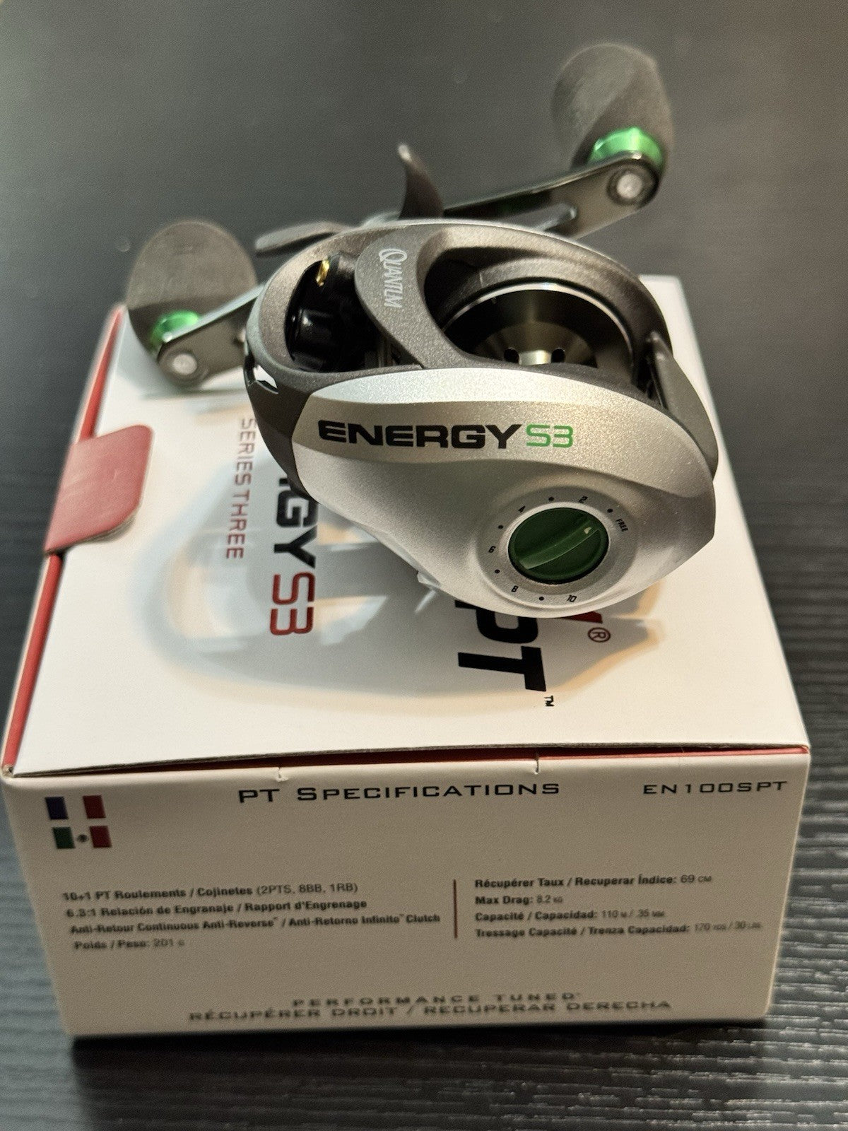 Quantum Energy Series 3 RH Baitcasting Reel 6.3:1 10+1 Bearings 18lb Max Drag Lightweight Fishing Reel