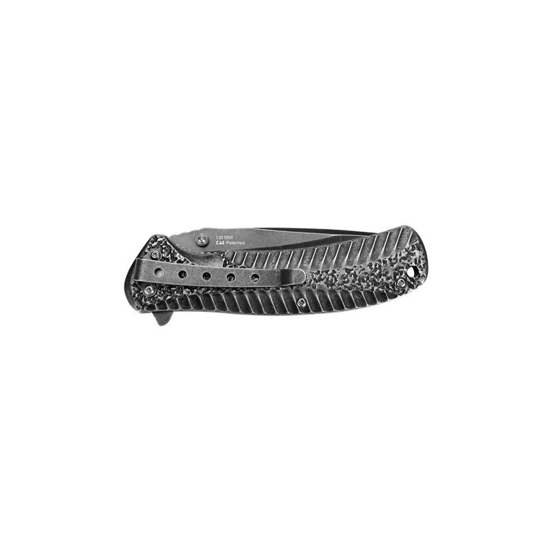 Assisted Folding Knife with 3.4-Inch Plain Edge Blade, BlackWash Finish