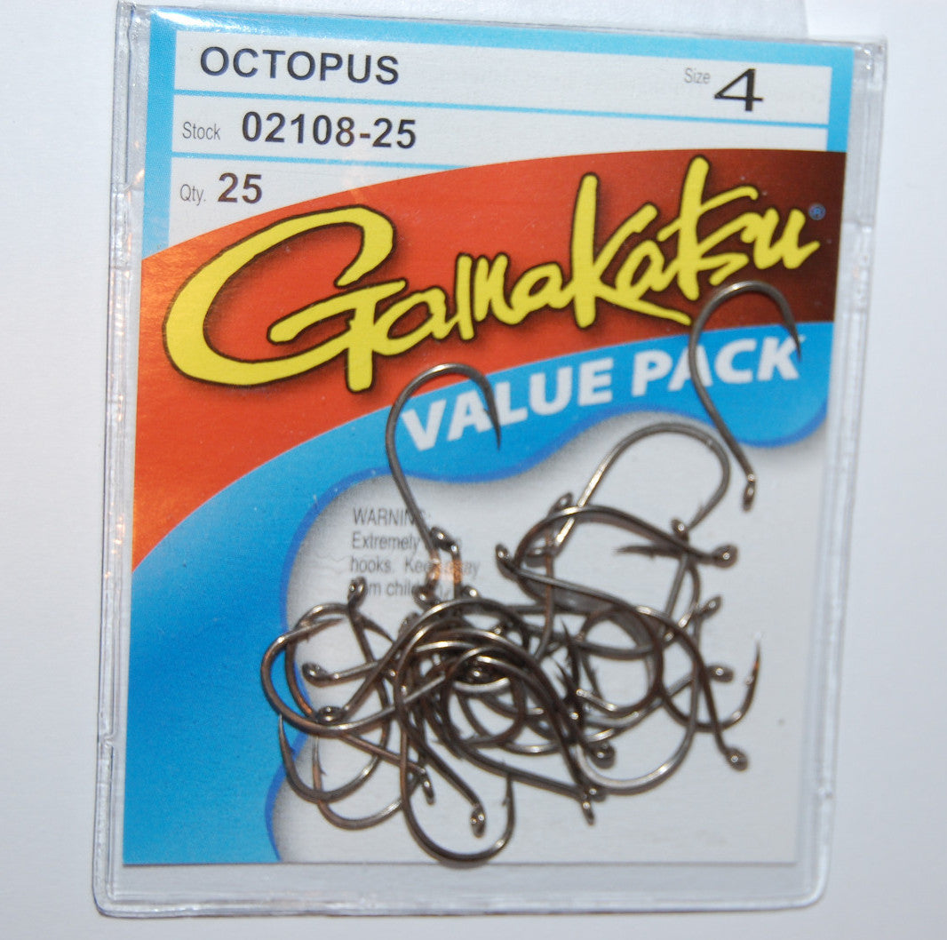 Gamakatsu Octopus Hooks Size 4 - Durable Fishing Hooks Pack of 25