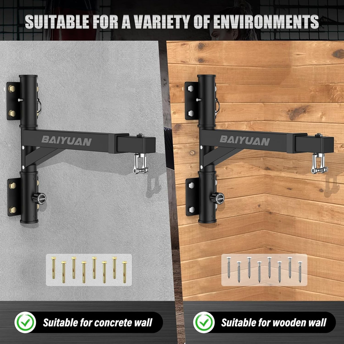 Heavy Duty Wall Mount Punching Bag Hanger Supports Up to 800lb Adjustable Steel Bracket