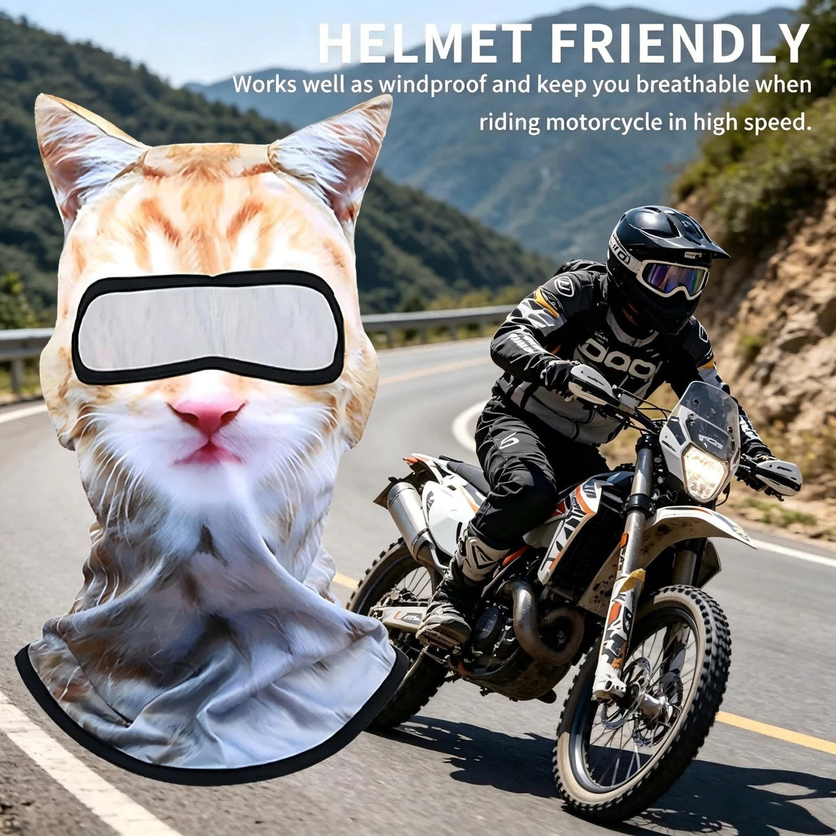 3D Cat Ski Balaclava Face Mask Ears Cute Animal Ski Mask