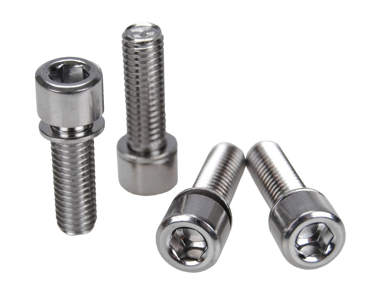 Bicycle Stem Bolt Set M8 x 1.25 x 24mm Chrome 4-Pack for BMX & Mountain Bikes