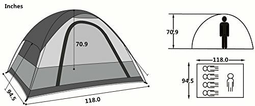 Water Resistant Family Camping Tent for 5 Persons, 3-Season Dome Shelter with Carry Bag