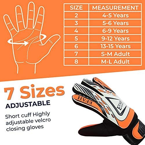 Soccer Goalie Size 5 for Ages 9-12 – Black/Orange, EFAH SPORTS