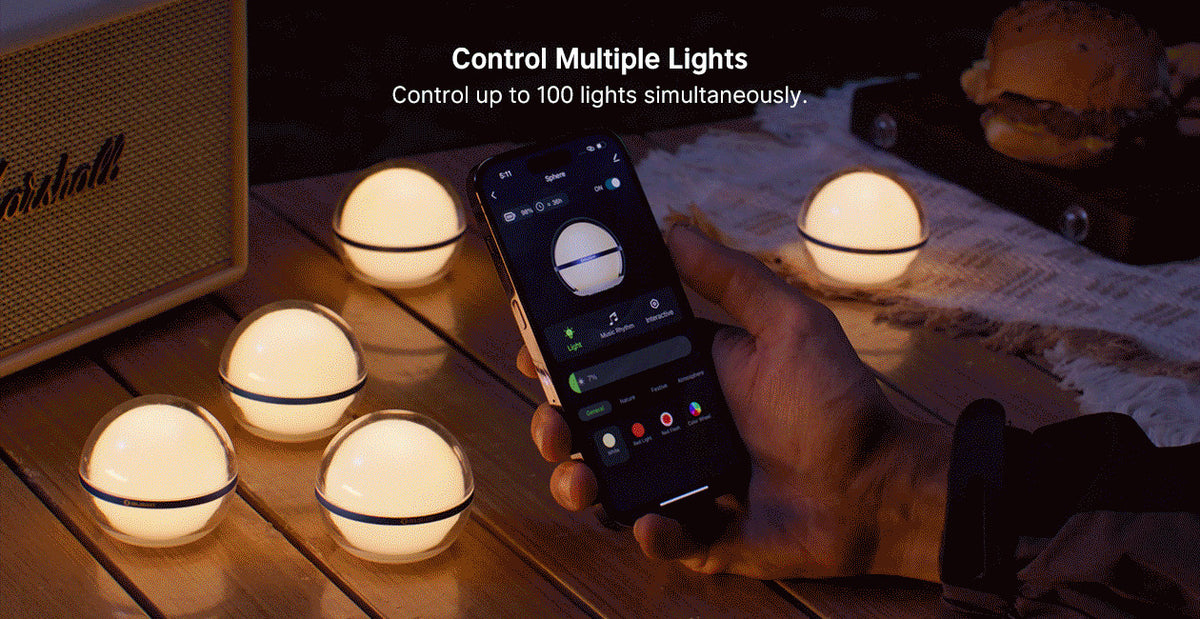 360° RGB Ambient Light with App Control - Rechargeable Night & Mood Lamp