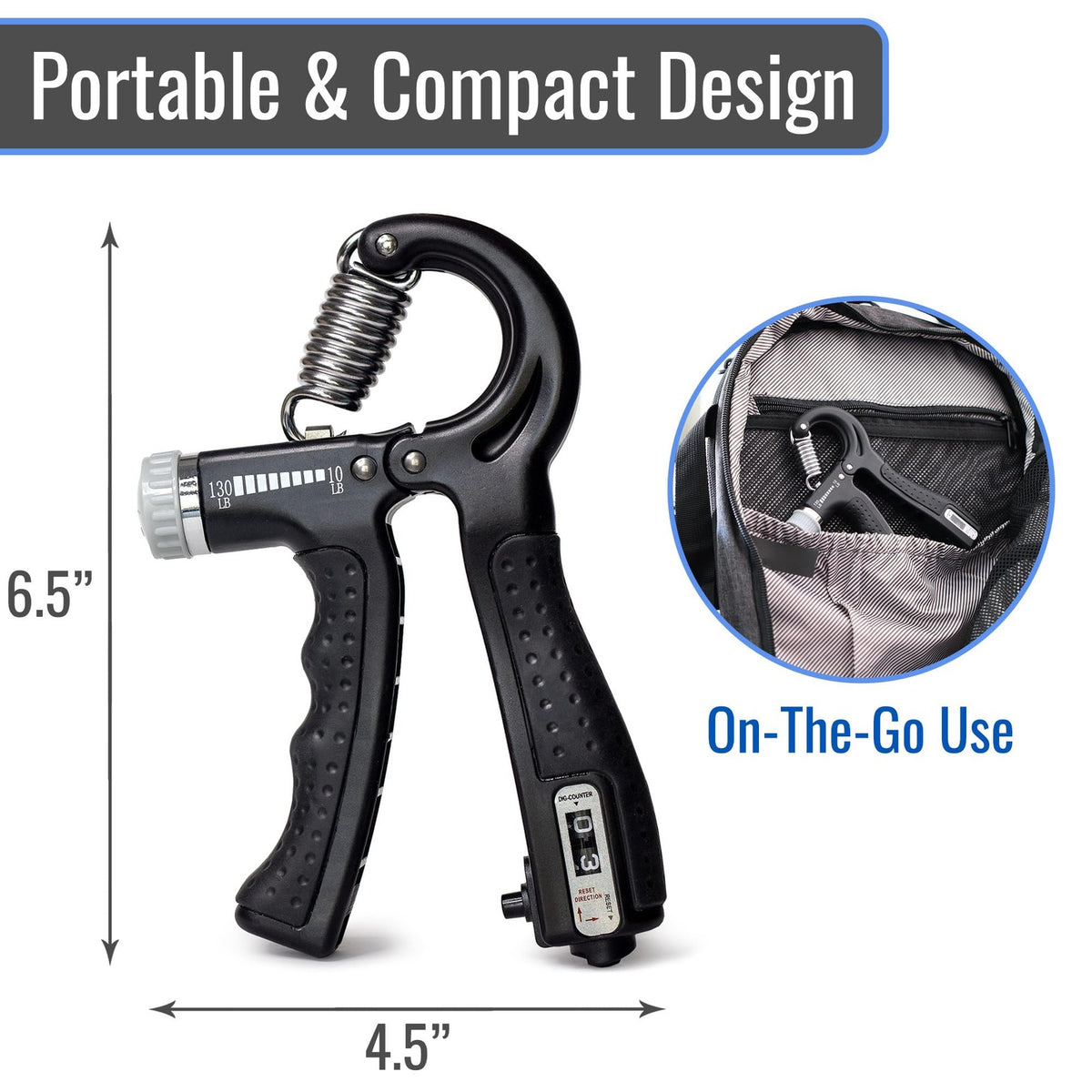 Adjustable Hand Grip Strengthener for Exercise & Rehabilitation - Black