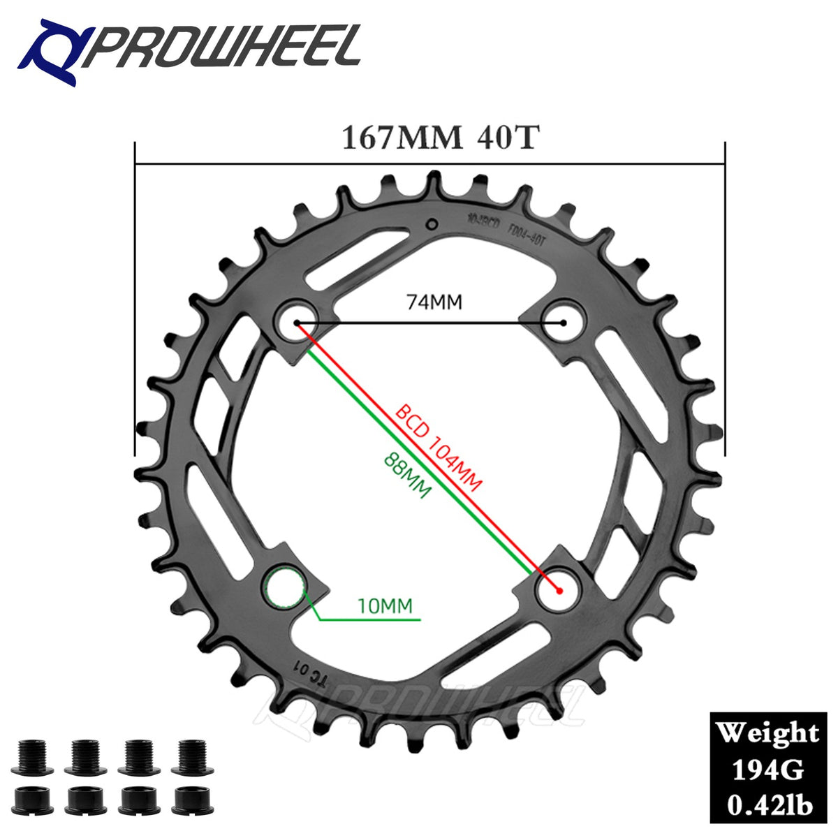 Mountain Bike Chainring 104BCD Steel Wide Narrow Narrow-Wide Sprocket