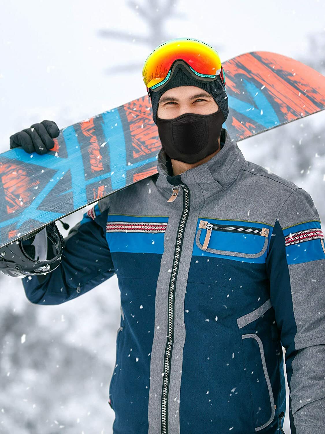 Unisex Winter Half Ski Mask with Ear Warmer, Windproof Fleece Face Cover