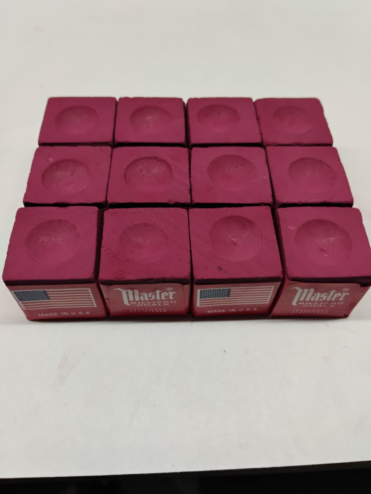 Burgundy Master Billiard Chalk – 12 Pieces, Pool Table Cue Tip Grip