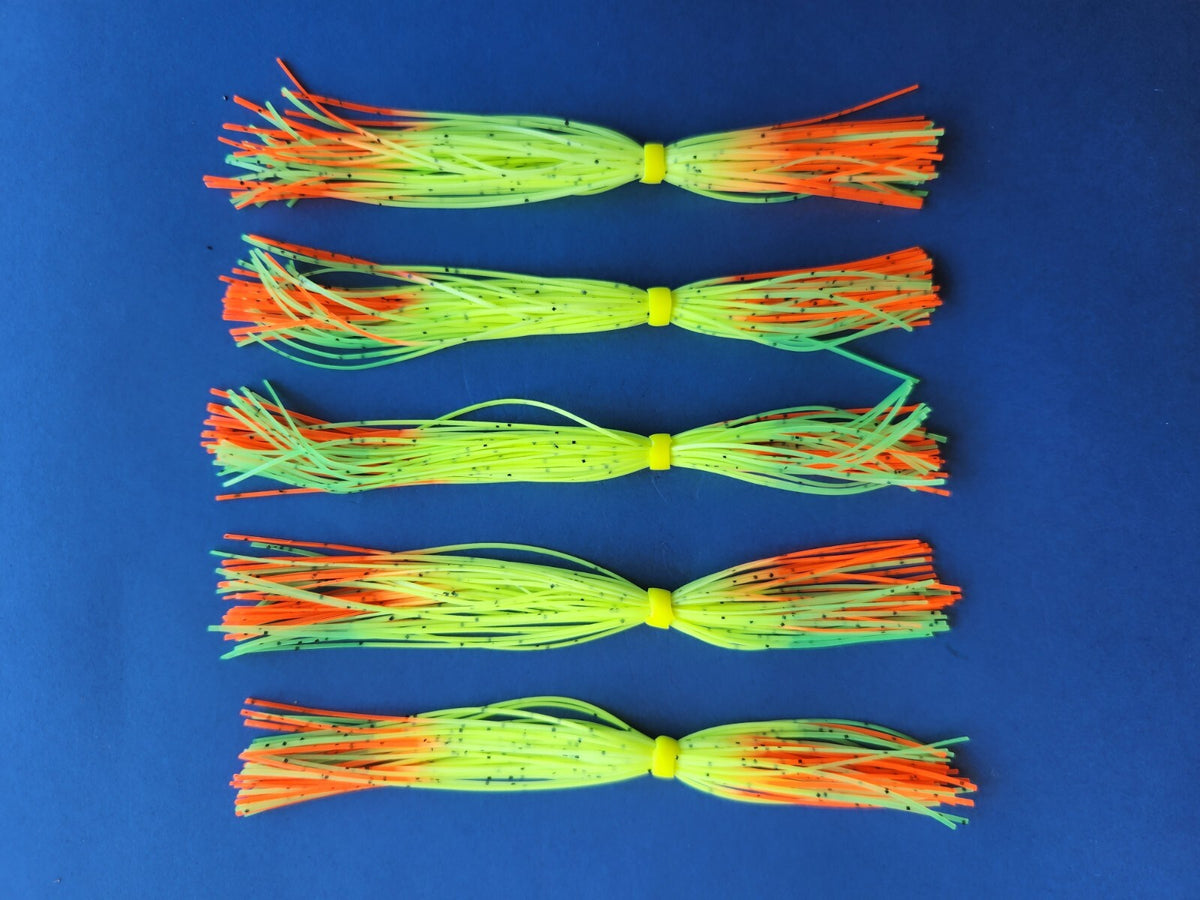Silicone Fish Lure Skirt for Spinnerbaits and Jigs - Fire Tiger Tip 5 Inches