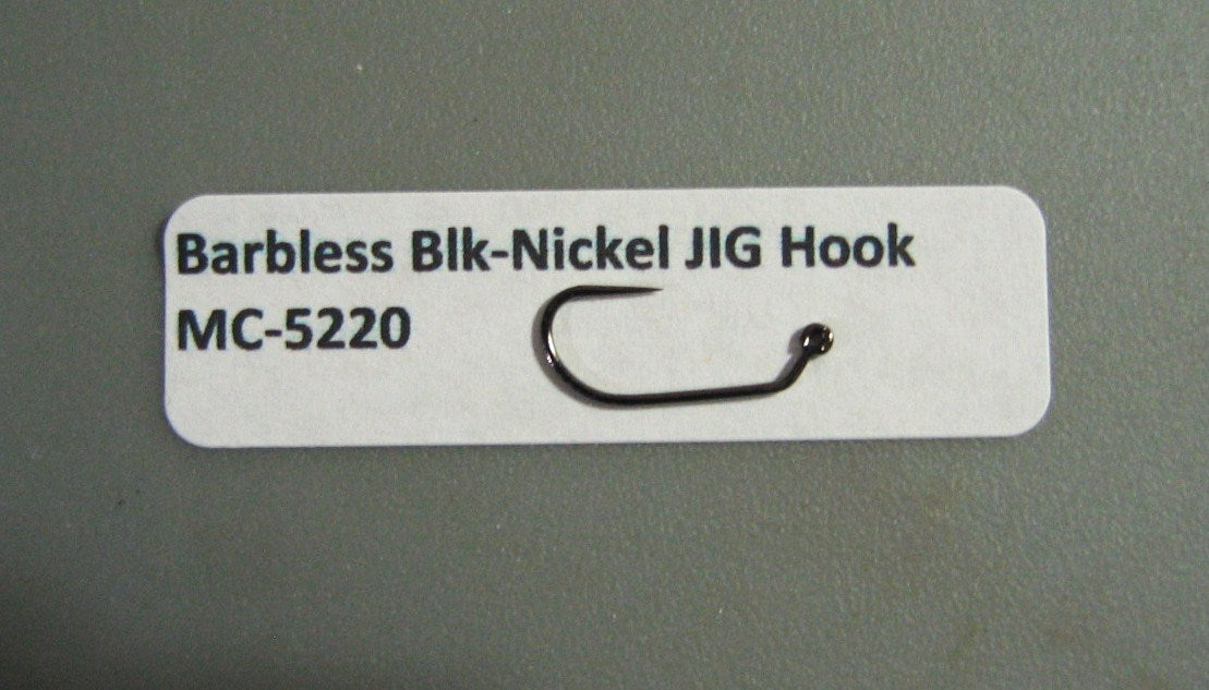 Barbless Black-Nickel Jig Hooks - Multiple Sizes for Fly Tying, Fishing