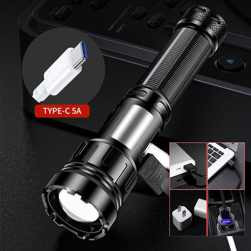 Rechargeable 1,000,000 Lumens LED Tactical Flashlight with COB Side Light and Long Range Beam