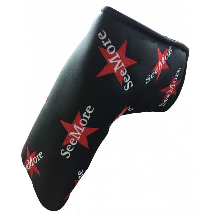 Magnetic Blade Putter Headcover for Golf Clubs - Black & Red Star Design