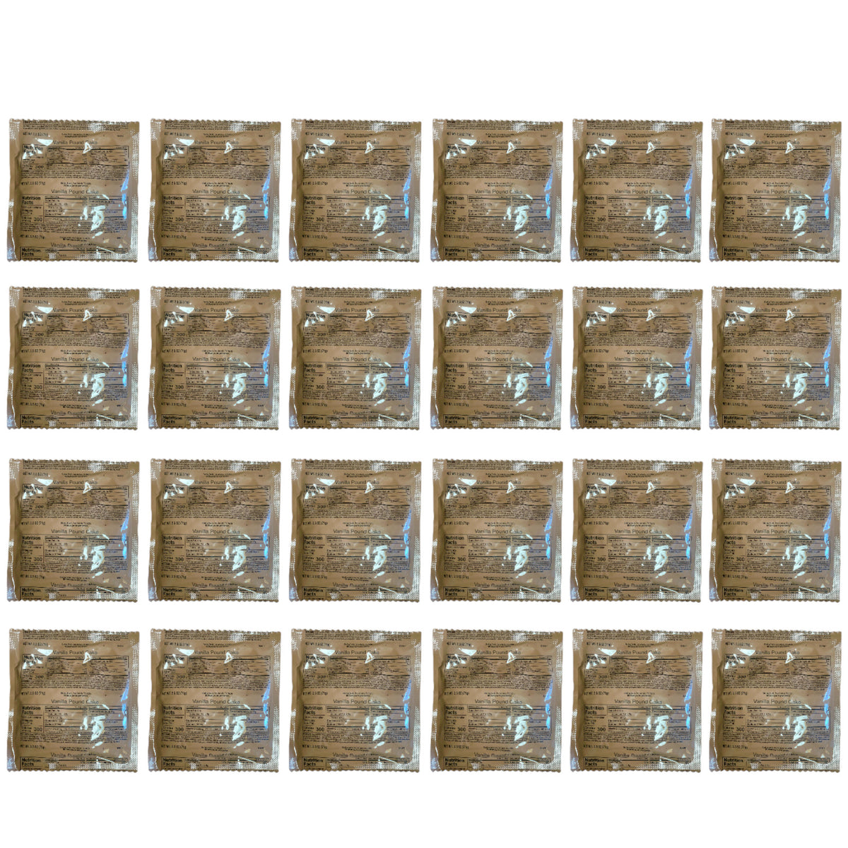 Military MRE Vanilla Pound Cake Dessert Pack of 3-24 - Long Shelf Life Emergency Food