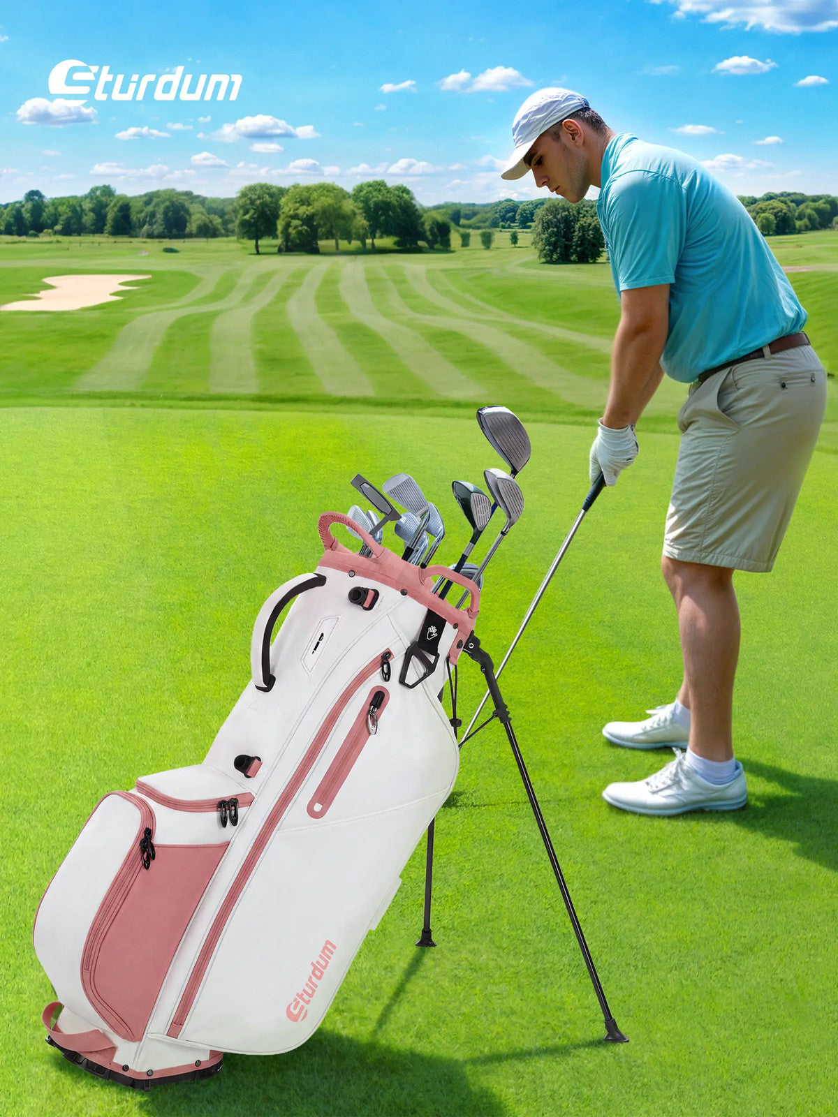 Golf Stand Bag with 7-Way Dividers, Cooler Pocket & Dual Strap - Lightweight 5.5lb