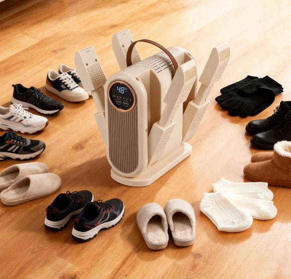 Portable Shoe Dryer with 4 Tubes and Timer for Boots Gloves Deodorizing