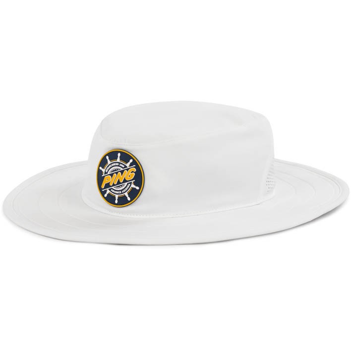 Ping Captains Wheel White Navy Gold Adjustable Bucket Hat - Golf Accessory