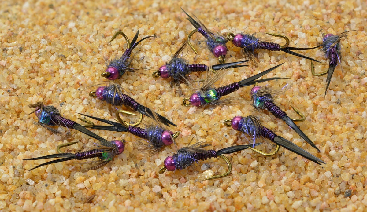 Purple Copper John Nymph Fishing Flies Assortment - Mustad Signature Hooks