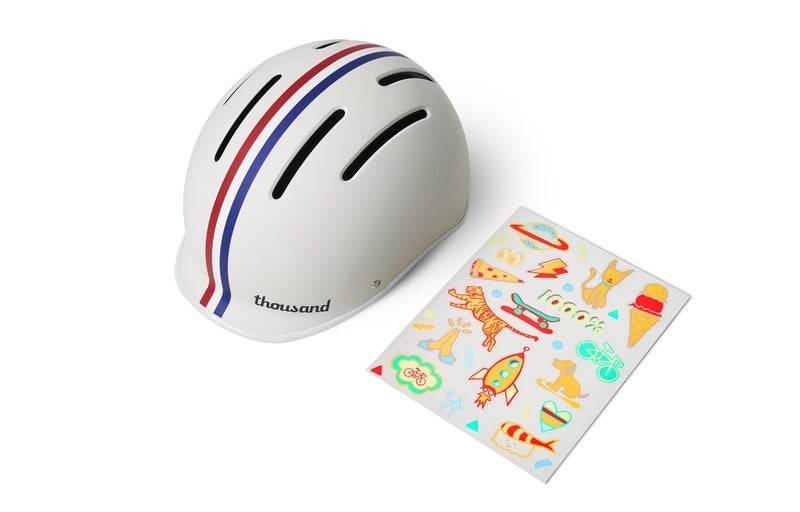 Kids Bike Helmet - Extra Small Speedway Creme with Reflective Stickers